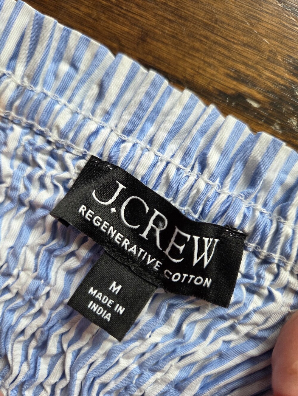 J. Crew Blue and White Striped Smocked Summer Cotton Dress - Picture 4 of 10